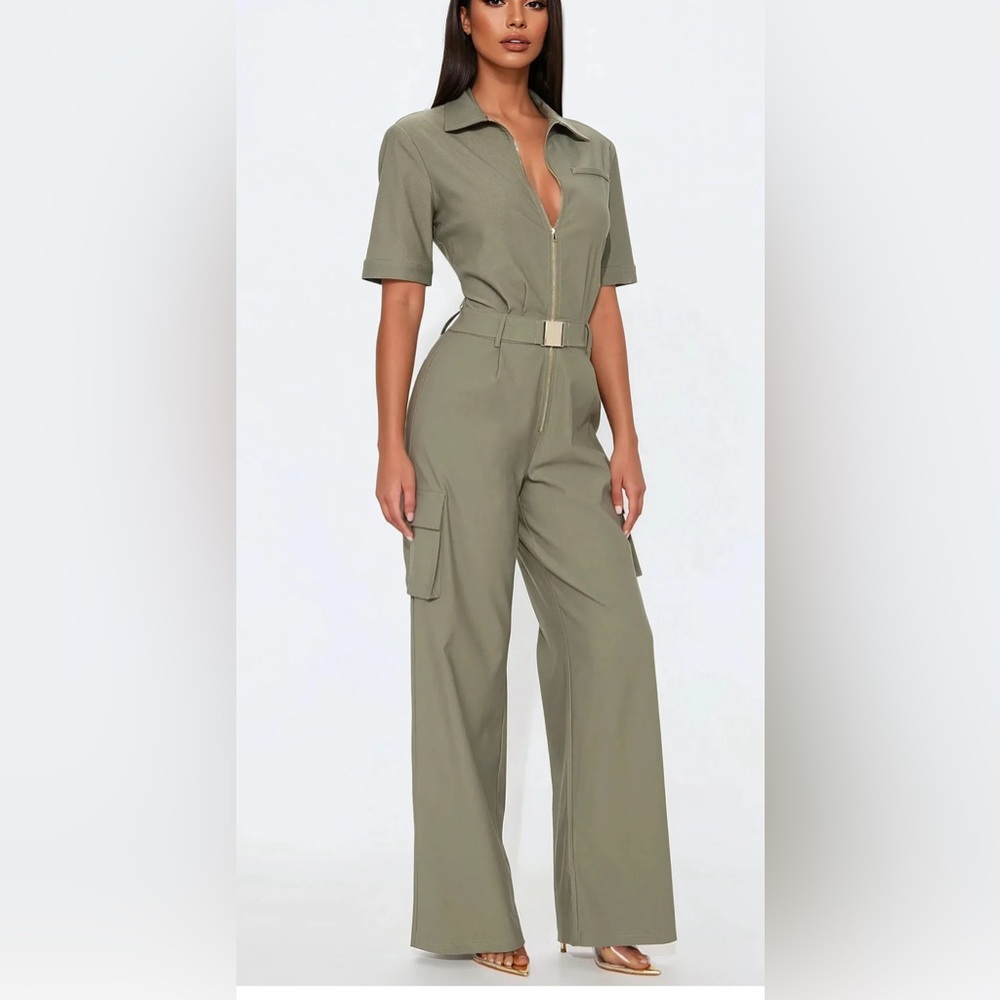 Olive Green Utility Jumpsuit